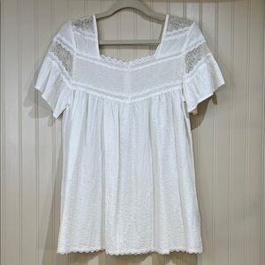 POL white short sleeve Lace Top NWOT
